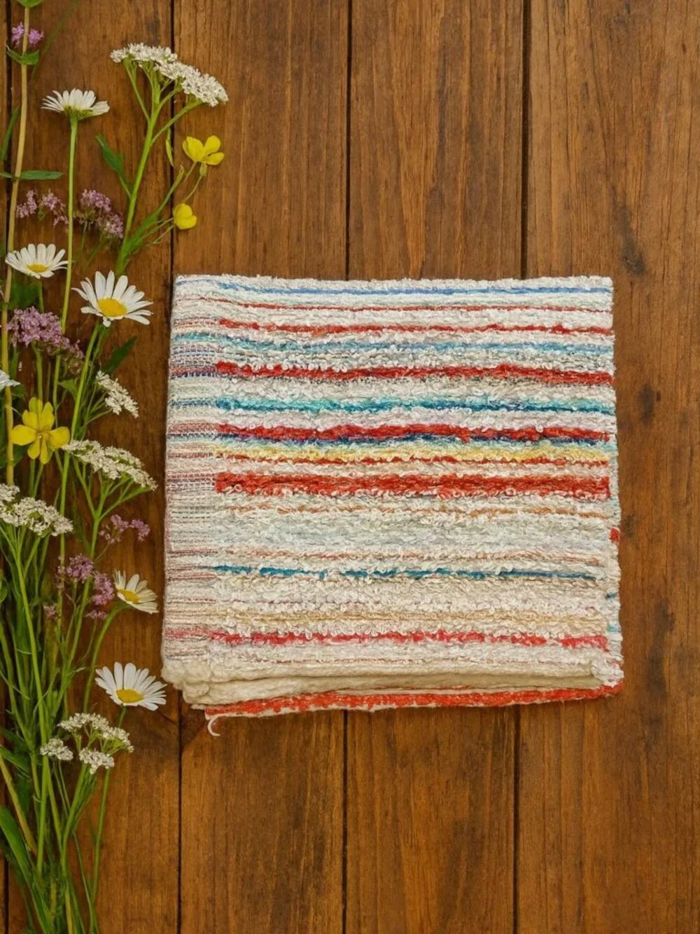 Set of 4 Vintage Washcloths, 100% cotton, bohemian, cottage core 12x12